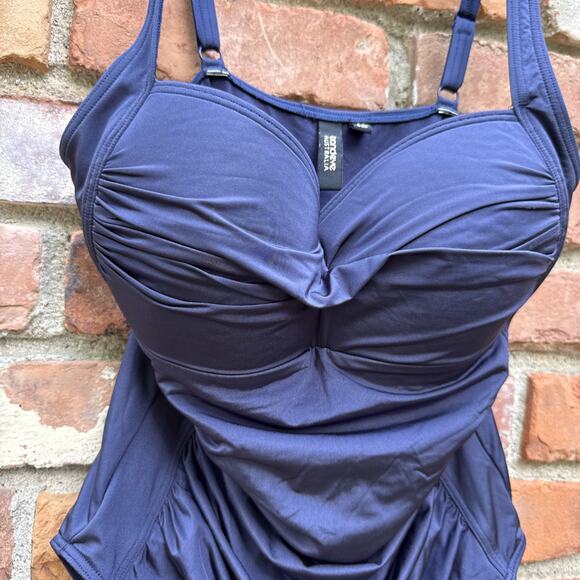 Bond-Eye Blue One Piece Swim Suit Ruched Size Unknown See Measurements - Picture 2 of 7